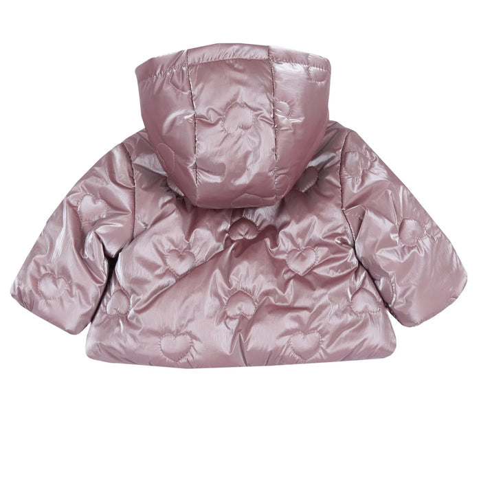 Girls Medium Lilac Self Design Hooded Jacket