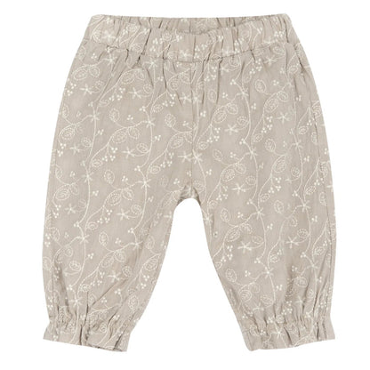 Girls Medium Natural Embroidered Joggers
