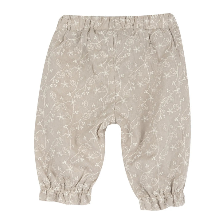 Girls Medium Natural Embroidered Joggers