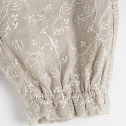 Girls Medium Natural Embroidered Joggers