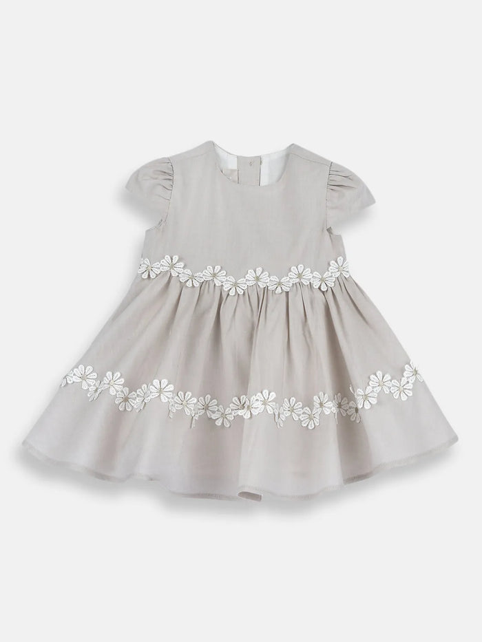 Girls Medium Natural Floral Embellished Dress