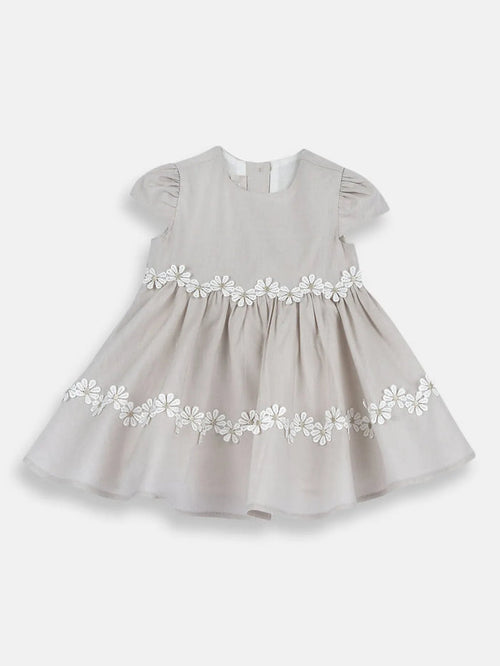 Girls Medium Natural Floral Embellished Dress