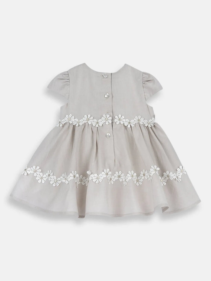 Girls Medium Natural Floral Embellished Dress