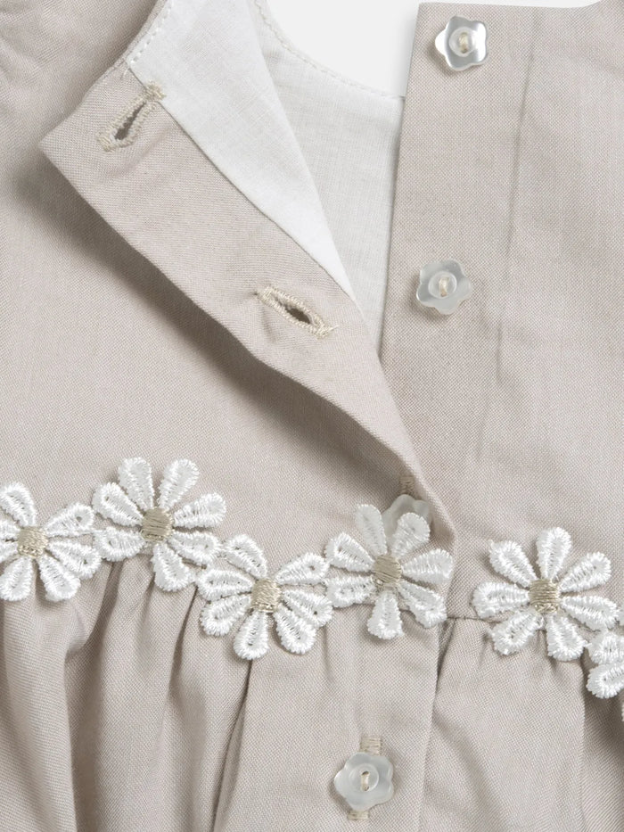 Girls Medium Natural Floral Embellished Dress
