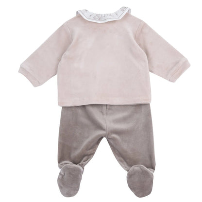 Girls Medium Pink Embroidered Smock with Legging