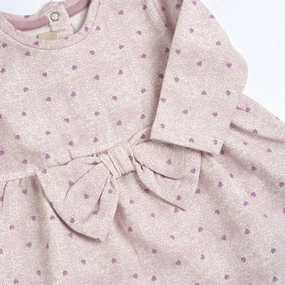 Girls Medium Pink Printed Long Sleeve Dress