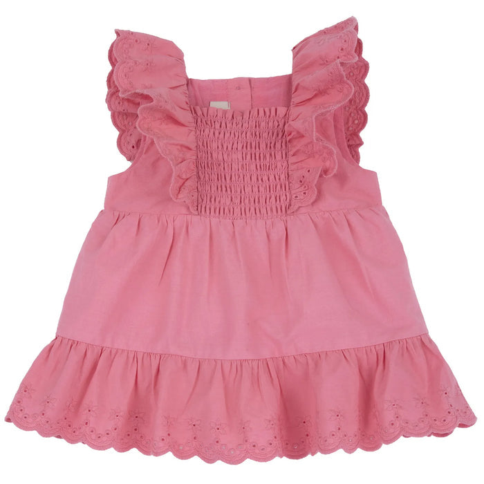 Girls Medium Pink Self Design Dress