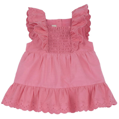 Girls Medium Pink Self Design Dress