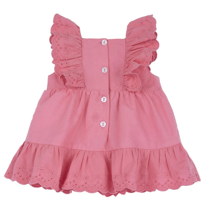 Girls Medium Pink Self Design Dress