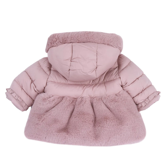 Girls Medium Pink Self Design Puffer Jacket