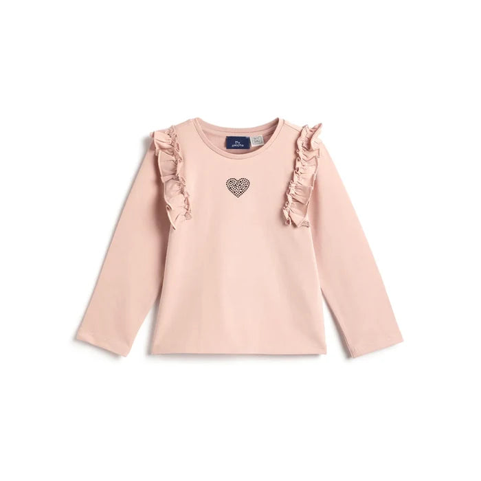 Girls Medium Pink Self Design T- Shirt