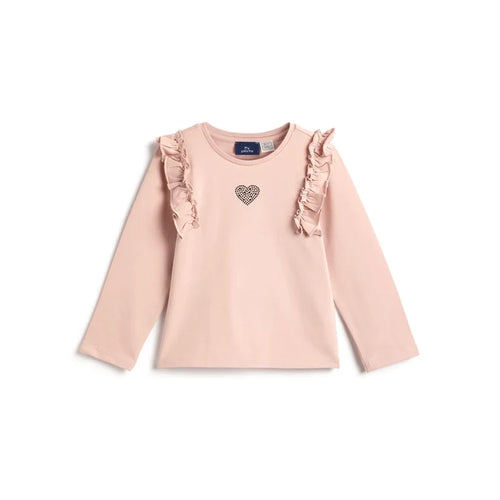 Girls Medium Pink Self Design T- Shirt