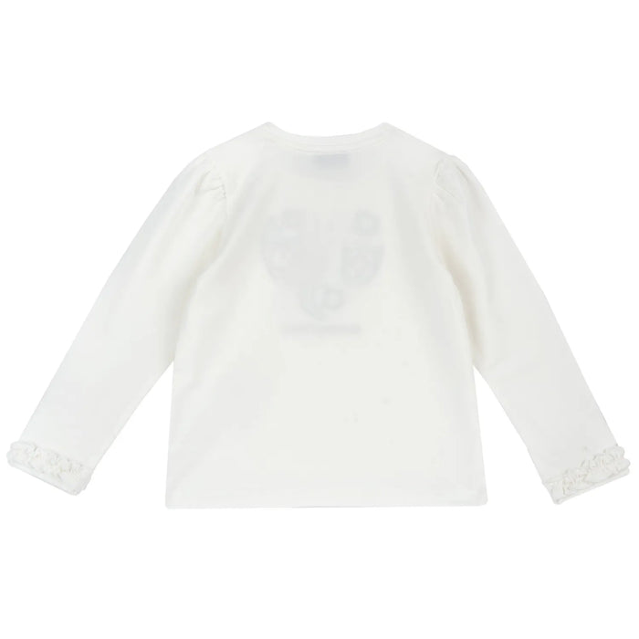 Girls Off White Embroidered Long Sleeve T-shirt
