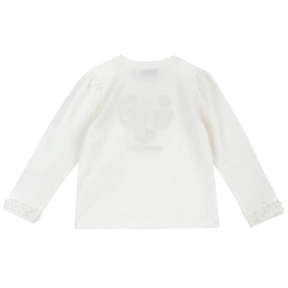 Girls Off White Embroidered Long Sleeve T-shirt