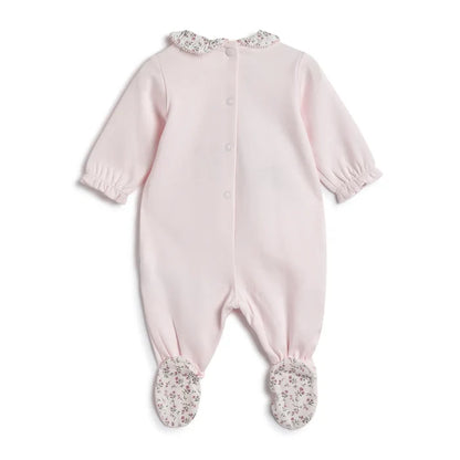 Girls Pink Embroidered Leg Opening Babysuit