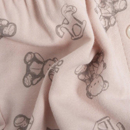 Girls Pink Printed Front Opening Babysuit