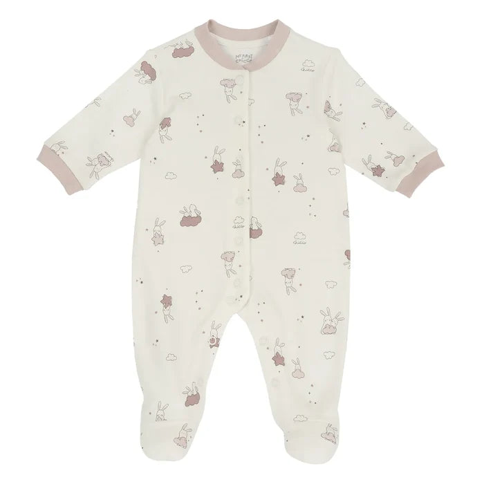 Girls Printed Cotton Front Opening Babysuit