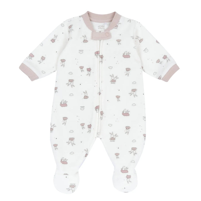 Girls Printed Terry Front Opening Babysuit