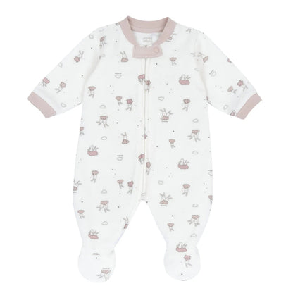 Girls Printed Terry Front Opening Babysuit