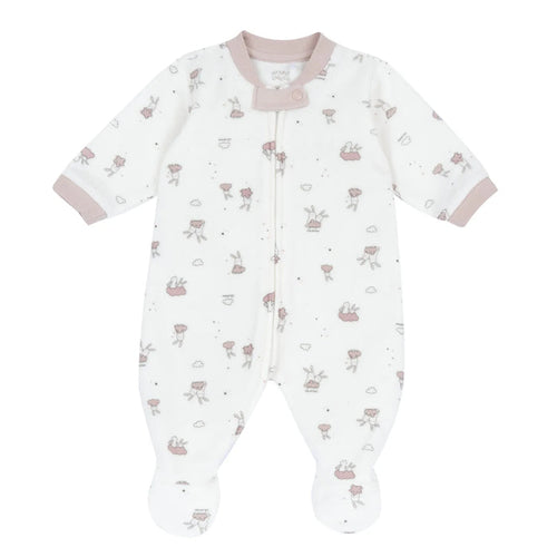 Girls Printed Terry Front Opening Babysuit