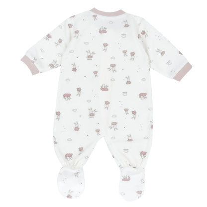 Girls Printed Terry Front Opening Babysuit