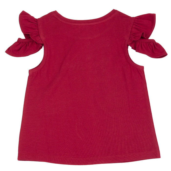 Girls Red Embellished T-shirt