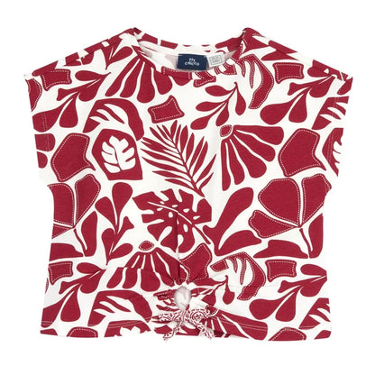 Girls Red Floral Printed Top