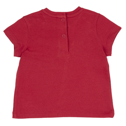 Girls Red Typography Printed T-shirt