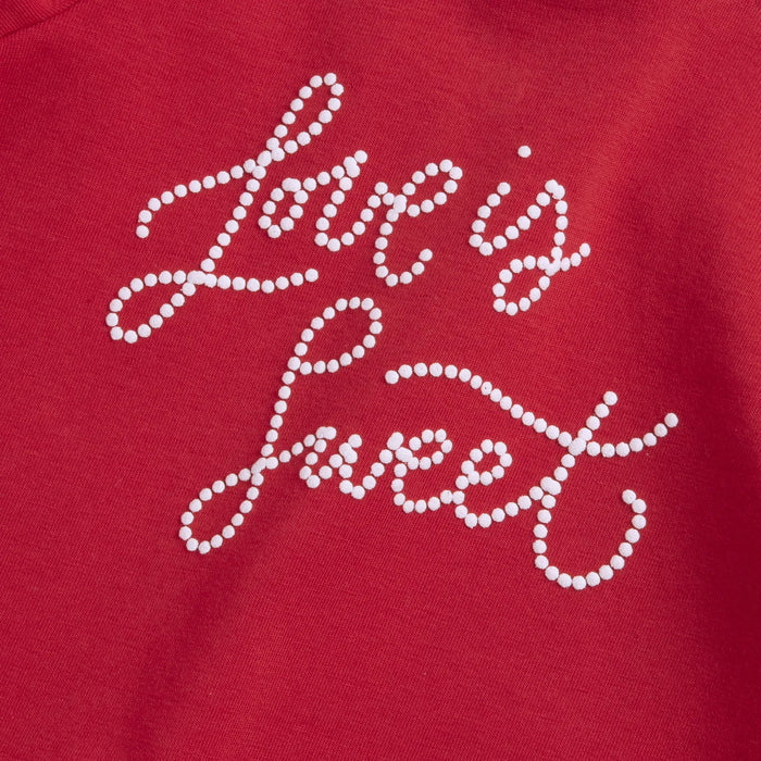 Girls Red Typography Printed T-shirt