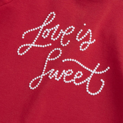 Girls Red Typography Printed T-shirt