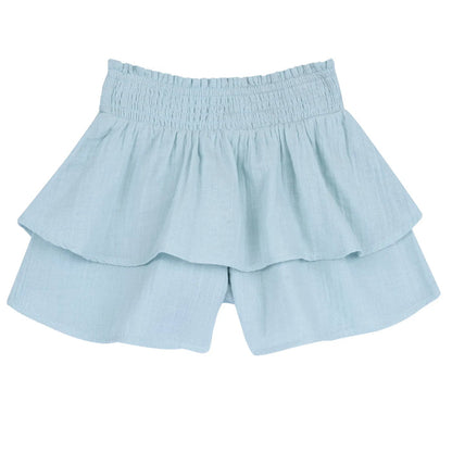 Girls Sea Green Self Design Shorts