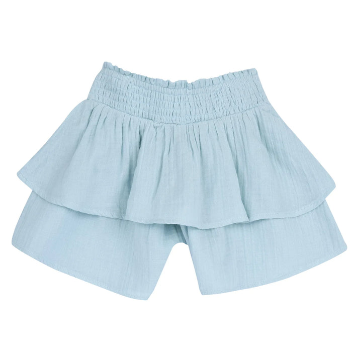 Girls Sea Green Self Design Shorts