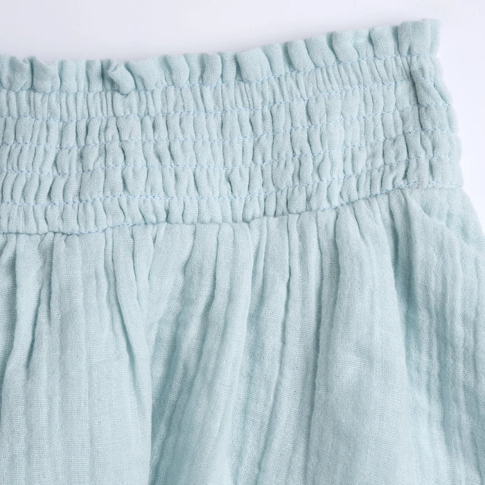 Girls Sea Green Self Design Shorts