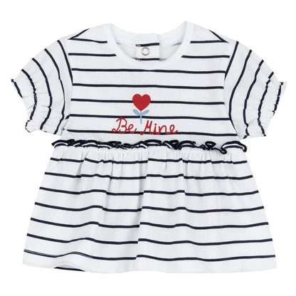 Girls White and Black Striped Top