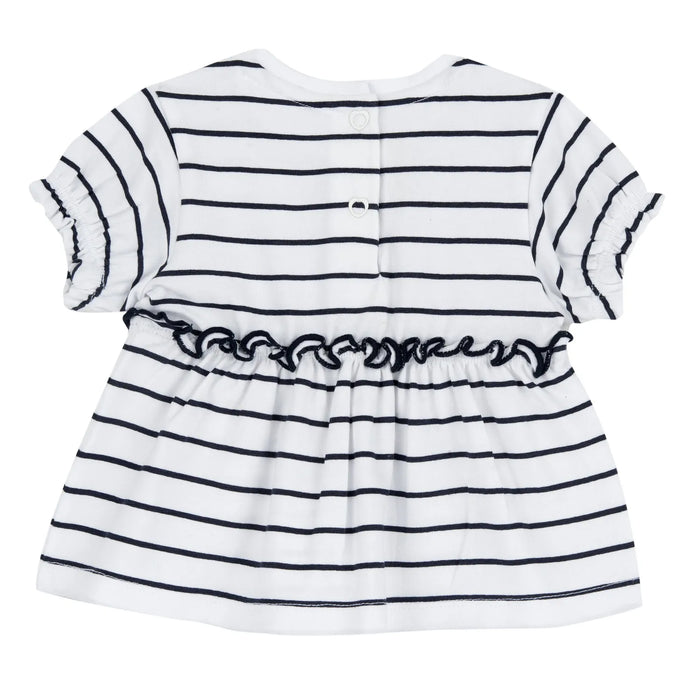 Girls White and Black Striped Top