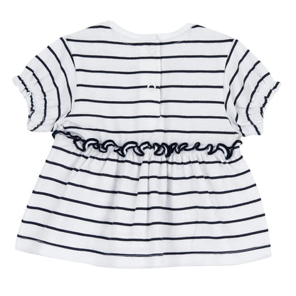 Girls White and Black Striped Top