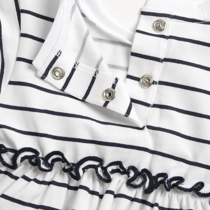 Girls White and Black Striped Top