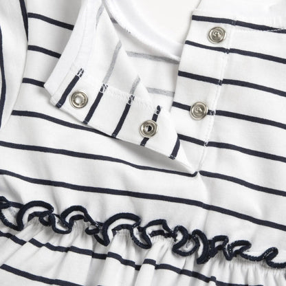 Girls White and Black Striped Top