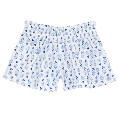 Girls White and Blue Graphic Printed T-Shirt with Shorts