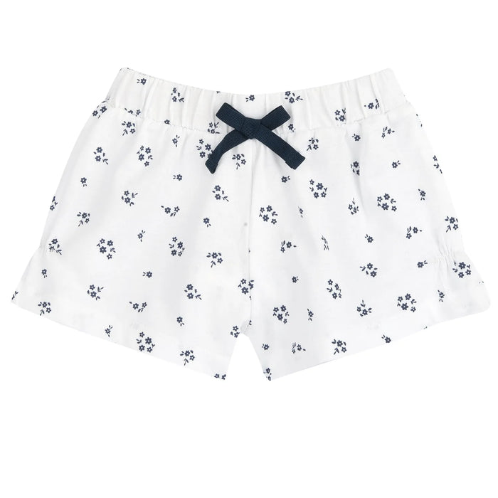 Girls White and Blue Printed Top with Shorts