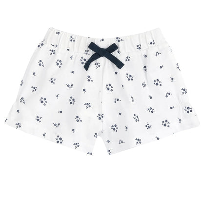 Girls White and Blue Printed Top with Shorts