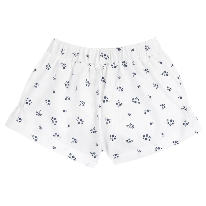 Girls White and Blue Printed Top with Shorts