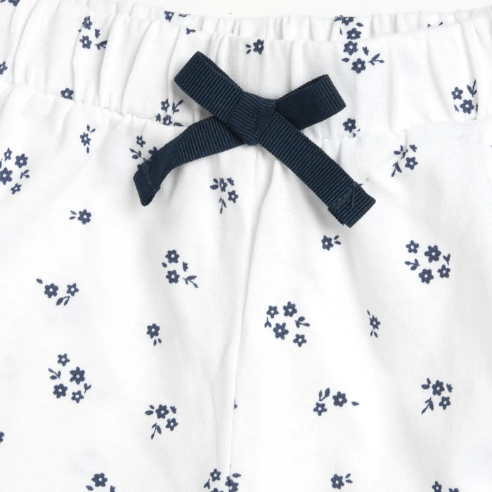 Girls White and Blue Printed Top with Shorts