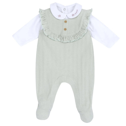 Girls White and Green Embroidered Bodysuit with Babysuit
