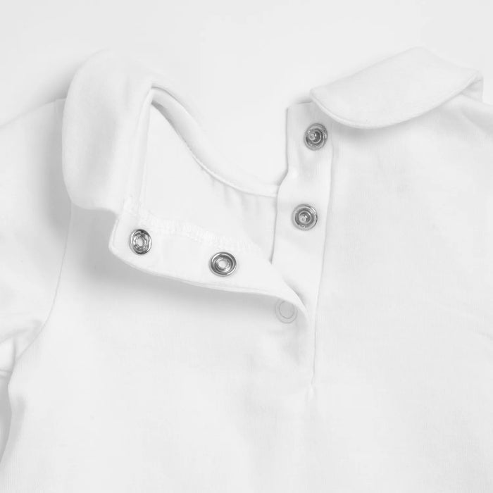 Girls White and Green Embroidered Bodysuit with Babysuit