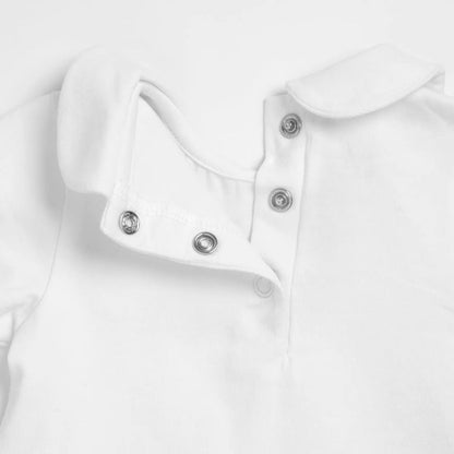 Girls White and Green Embroidered Bodysuit with Babysuit