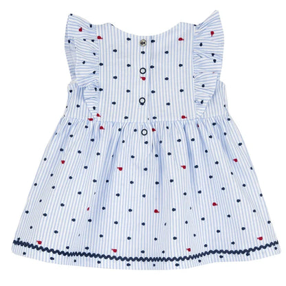 Girls White and Light Blue Striped Dress