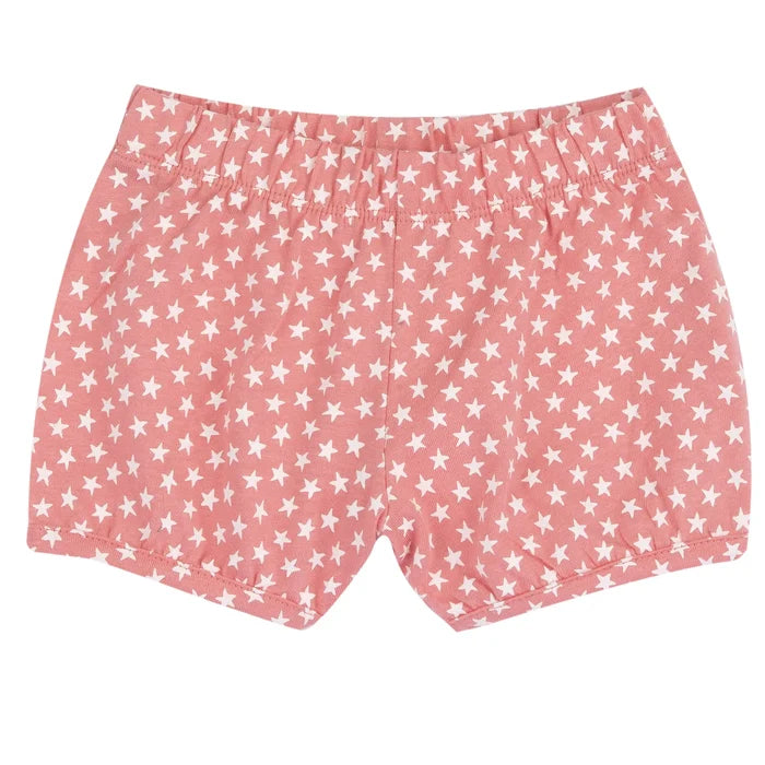 Girls White and Pink Animal Printed T-Shirt with Shorts