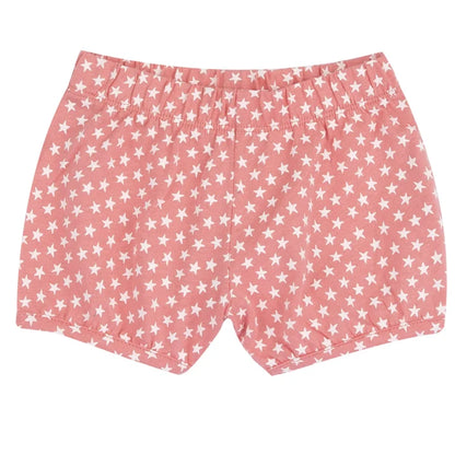 Girls White and Pink Animal Printed T-Shirt with Shorts