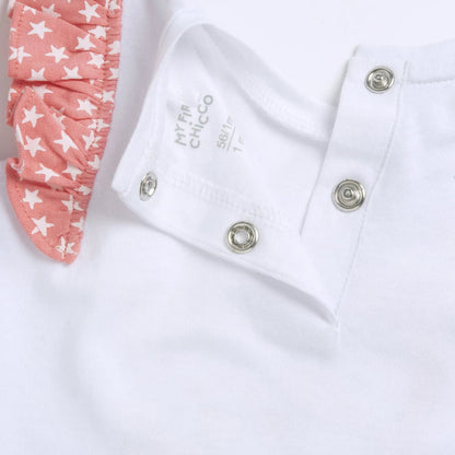 Girls White and Pink Animal Printed T-Shirt with Shorts